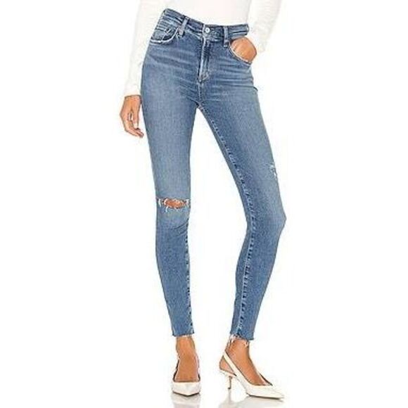 Agolde Size 26 Women's Sophie Mid Rise Ankle Skinny Jeans Raw Cut Hem - Picture 1 of 14